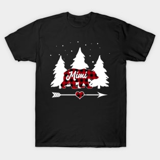 Mimi Bear Buffalo Plaid Christmas Matching Family Pajama T-Shirt